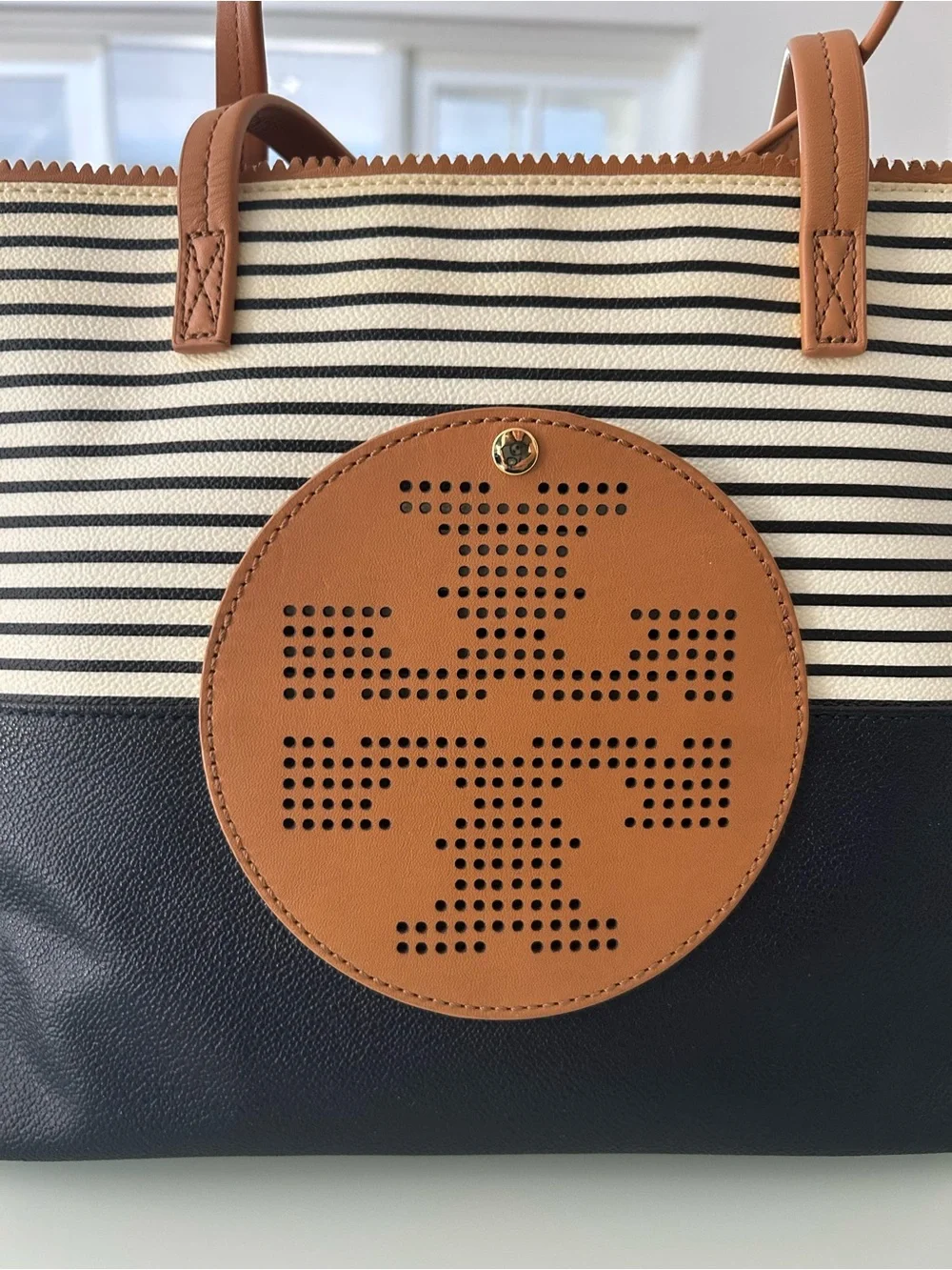 Tory Burch Viva Striped Tote Bag